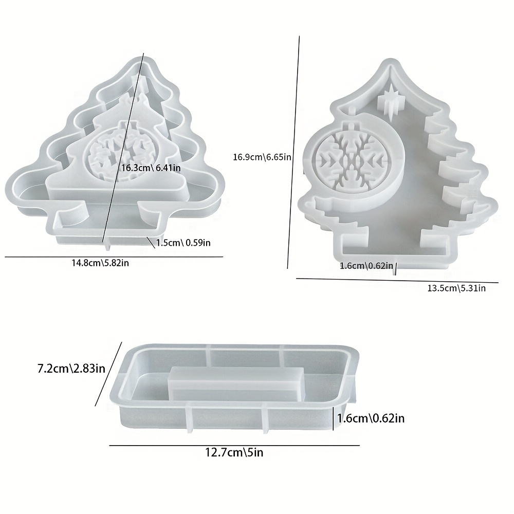 Image of 3pcs Christmas Resin Silicone Molds (1pc Base Mold+2pcs Christmas Tree Ornament Molds), Silicone Ornament Moulds For Plaster Resin Casting, Handmade Crafts For Christmas Home Decoration