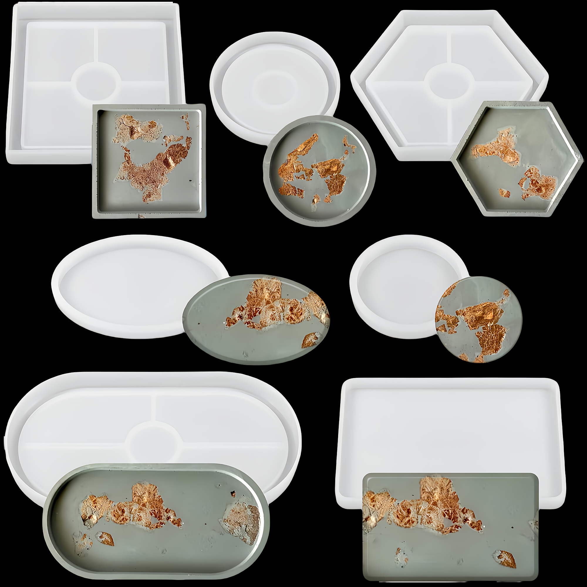 Moule En Silicone Plateau 30 Cm - Rond Ou Carré - Pour Résine Époxy, Dessous De Verre, Plateaux à Fruits/Thé - Réutilisable
