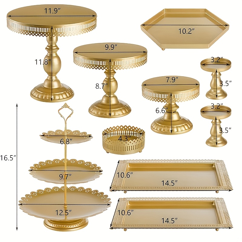 TEMU Set Of 10 Cake Stands, Metal Cupcake Stand Set With Multiple Combination Styles, Dessert Stand, Cupcake Display Stand Dessert Tray | Table