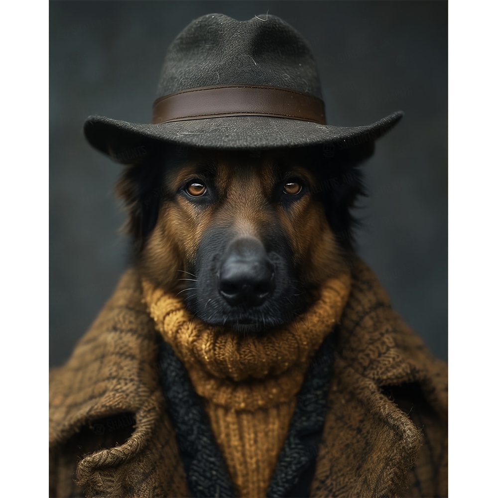 TEMU Personalized Pet Portrait Canvas Wall Art - Custom Face Painting With Elegant Attire & Eyes, Unframed Modern Home/office Decor, Gift For Pet