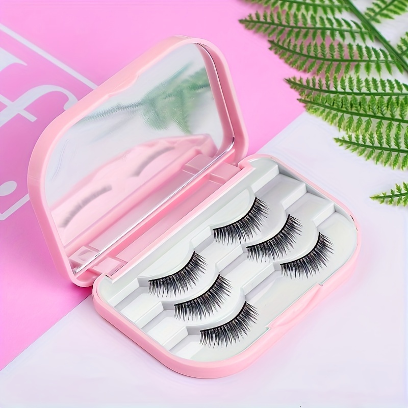 

3-layer False Eyelash Travel Case With Mirror - Compact Organizer For Fake Lashes, No Batteries Required