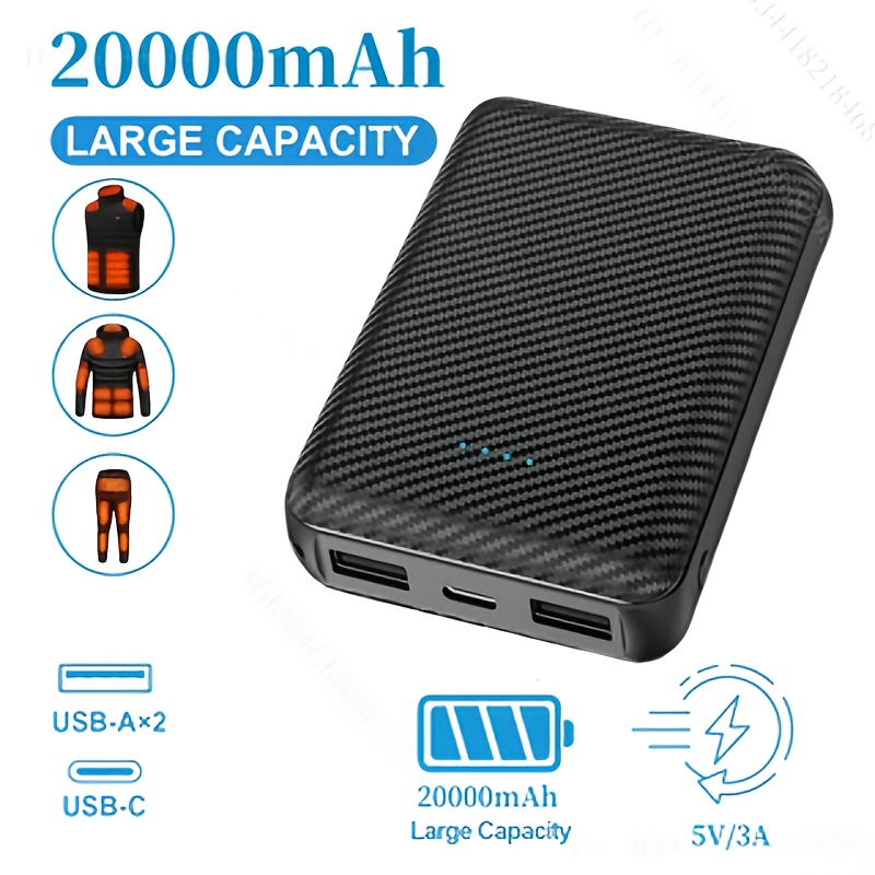 TEMU 20000mah Large Capacity Power Bank | 5v/3a Emergency Battery Pack, Lightweight Portable Charger For Summer Outdoor Camping Trips - Applicable To