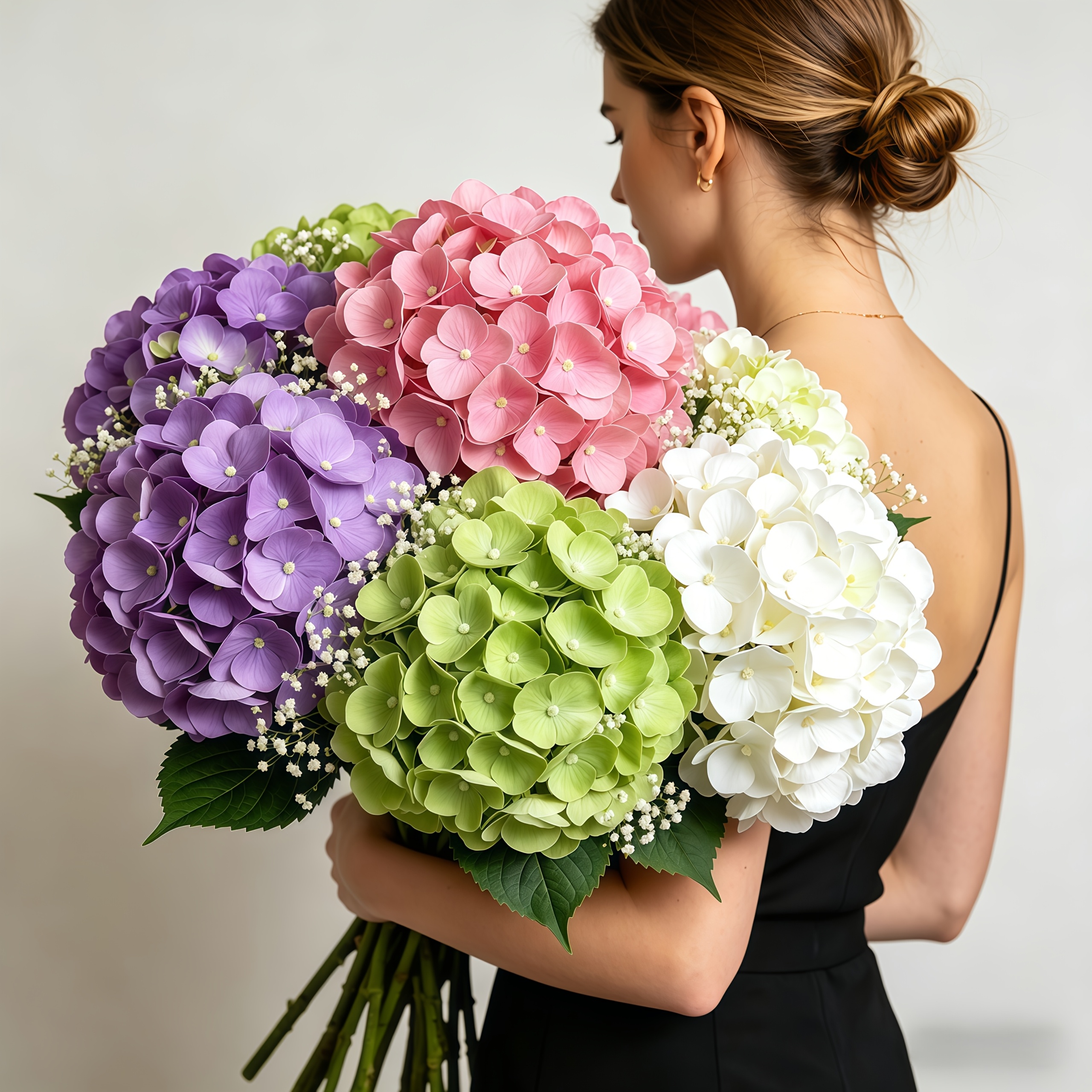 14pcs large 16 92 inch four color artificial hydrangea flowers bouquet realistic   suitable for weddings parties centerpieces for table balcony garden plastic   for outdoor   arrangement