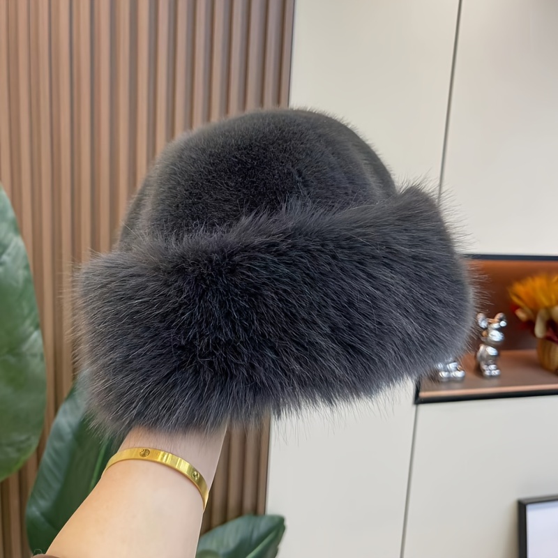 Image of Women's Winter New Style Thickened Warm Fashion Simple Bucket Hat, Mongolian Hat For Women