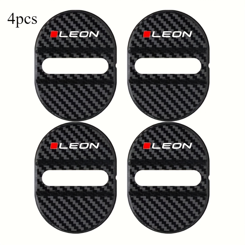 Car Door Lock Protection Set Of 4pcs, Embellished With Red Elements, Carbon Fiber Texture Design, Adhesive Sealing Patch For Buffering, Vibration Reduction, Noise Reduction, And Sound Insulation