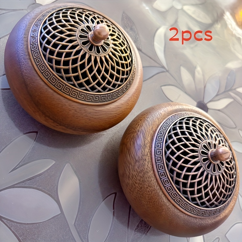 1pc/2pcs Vintage Solid Wood Incense Holder - Walnut, High-end Home, Soft Sandalwood, Creative Birthday Gift