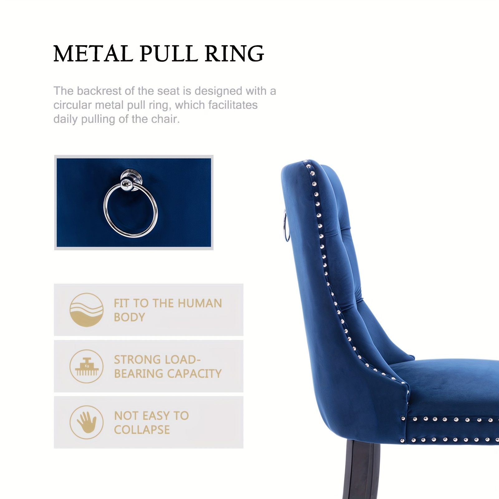 Set of 4 Upholstered Dining Chairs, Velvet Chairs with Button Tufting And Sturdy Wooden Legs, Contemporary Fabric Side Chairs for Dining Areas, Kitchens, Restaurants, And Hotels 5 Set of 4 Upholstered Dining Chairs, Velvet Chairs with Button Tufting And Sturdy Wooden Legs, Contemporary Fabric Side Chairs for Dining Areas, Kitchens, Restaurants, And Hotels - Image 5