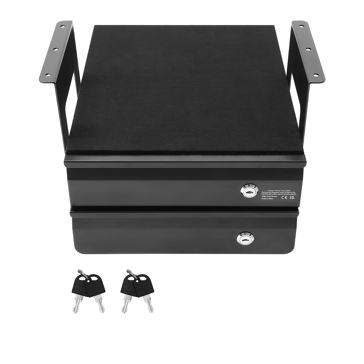 EHO Keyboard Tray With Drawer - Clamp On Under Desk Pull Out Extender Table Attachment Platform With Storage Organizer, Large 27.5" (31.8" Including Clamps) X 12.2", Height Adjustable For Home