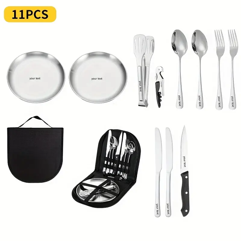 customizable stainless steel utensil set with spoon fork and knife camping essentials portable storage case ideal for holidays and everyday use camping utensils polished durable utensils Product details 1