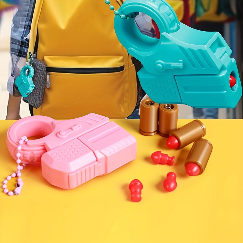 1pc ring gun with shell ejector relax fidget toy cute bag charm accessory perfect gift idea toy gun details 1