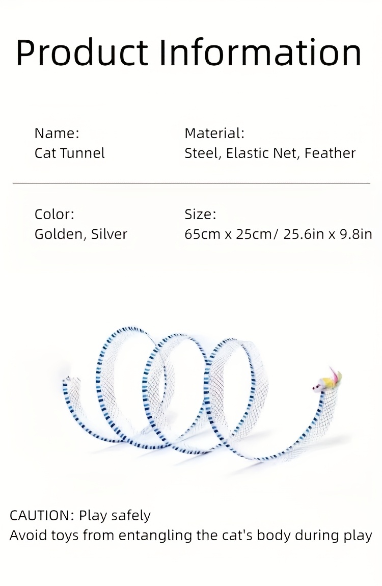 Deux tunnels pour chats en forme de ressort, pliables pour le divertissement et le jeu, tunnel spirale de chasse, équipés de jouets en plume et de souris, adaptés aux chatons, jouets d'intérieur pour chats.