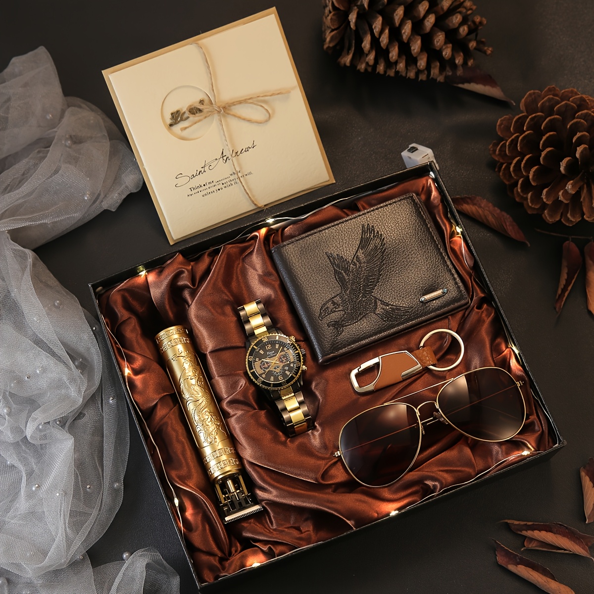 6 piezas de juego de carteras prácticas y versátiles de moda y alta gama para hombres, un regalo para él en una ocasión especial, regalo de vacaciones.