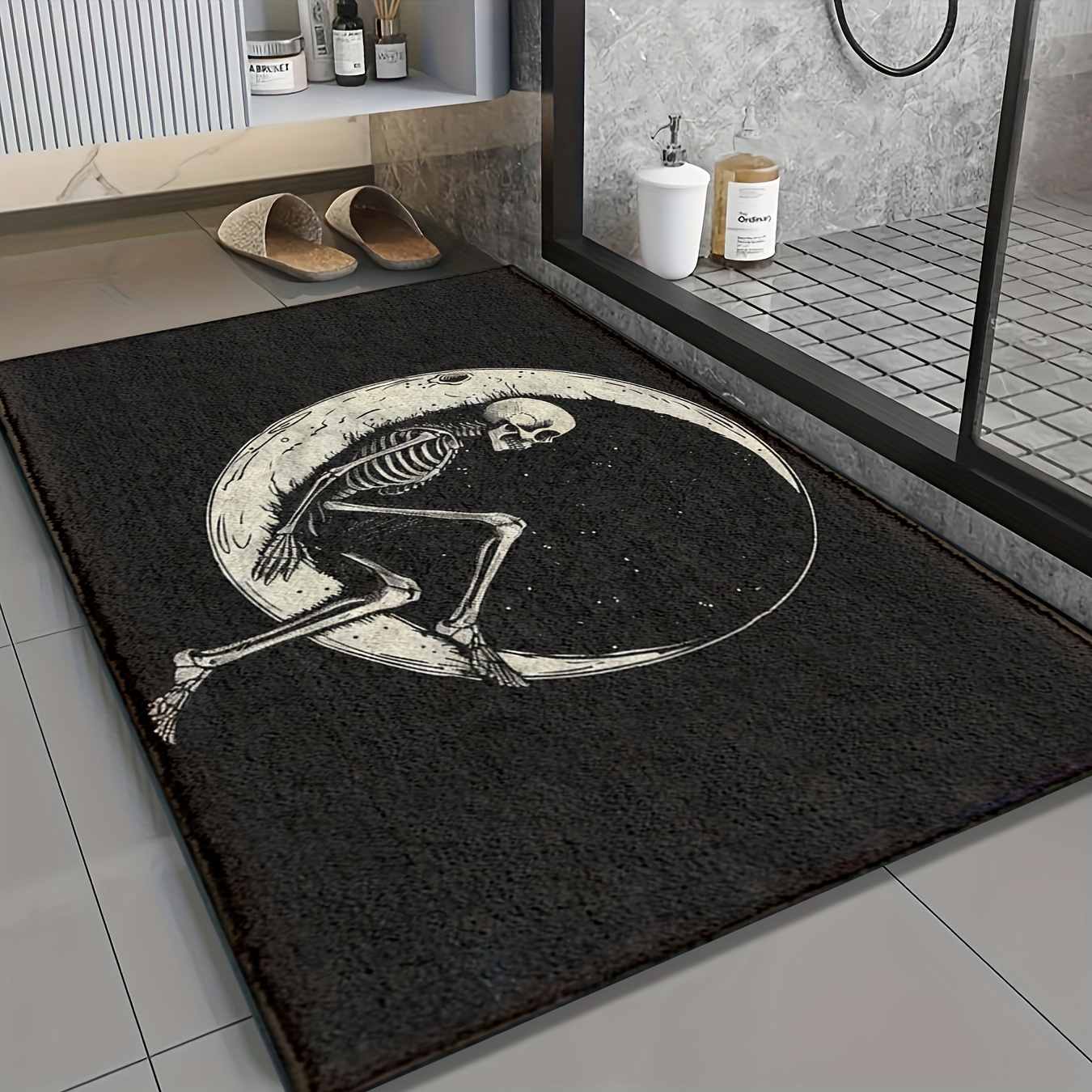 

Halloween Rug: Man Sitting , , Drying, , Fleece , For , Bathroom, , Fluffy Decor Decoration