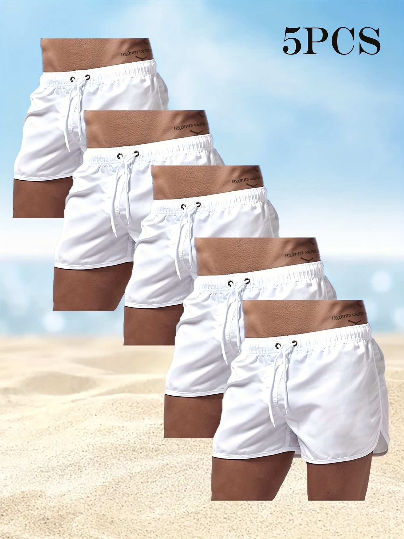Men's Quick-Dry Board Shorts with Pockets & Drawstring