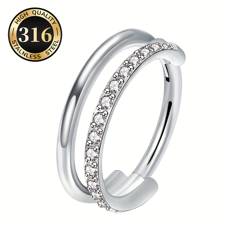 E-shop 1 Stück Modischer Minimalistischer Stil 316 Edelstahl Nahtloser Septumring, Hypoallergener Scharniersegmentverschluss Ohrknorpelring,