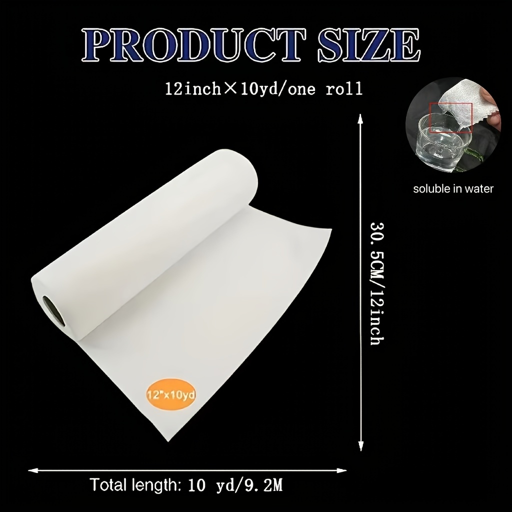 Image of 1 Roll Of Water-soluble Machine Embroidery Water-soluble Non-woven Fabric, For Machine Embroidery And Hand Sewing