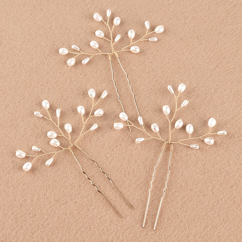 E-shop Set mit 3 U-förmigen Haarspangen für Damen, für Partys, Hochzeiten und als Haarverzierungen oder Geschenke