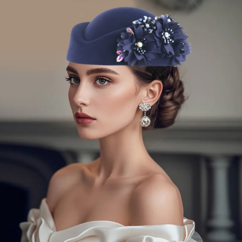 womens pillbox hat flowers vintage british style derby hats  display picture 1