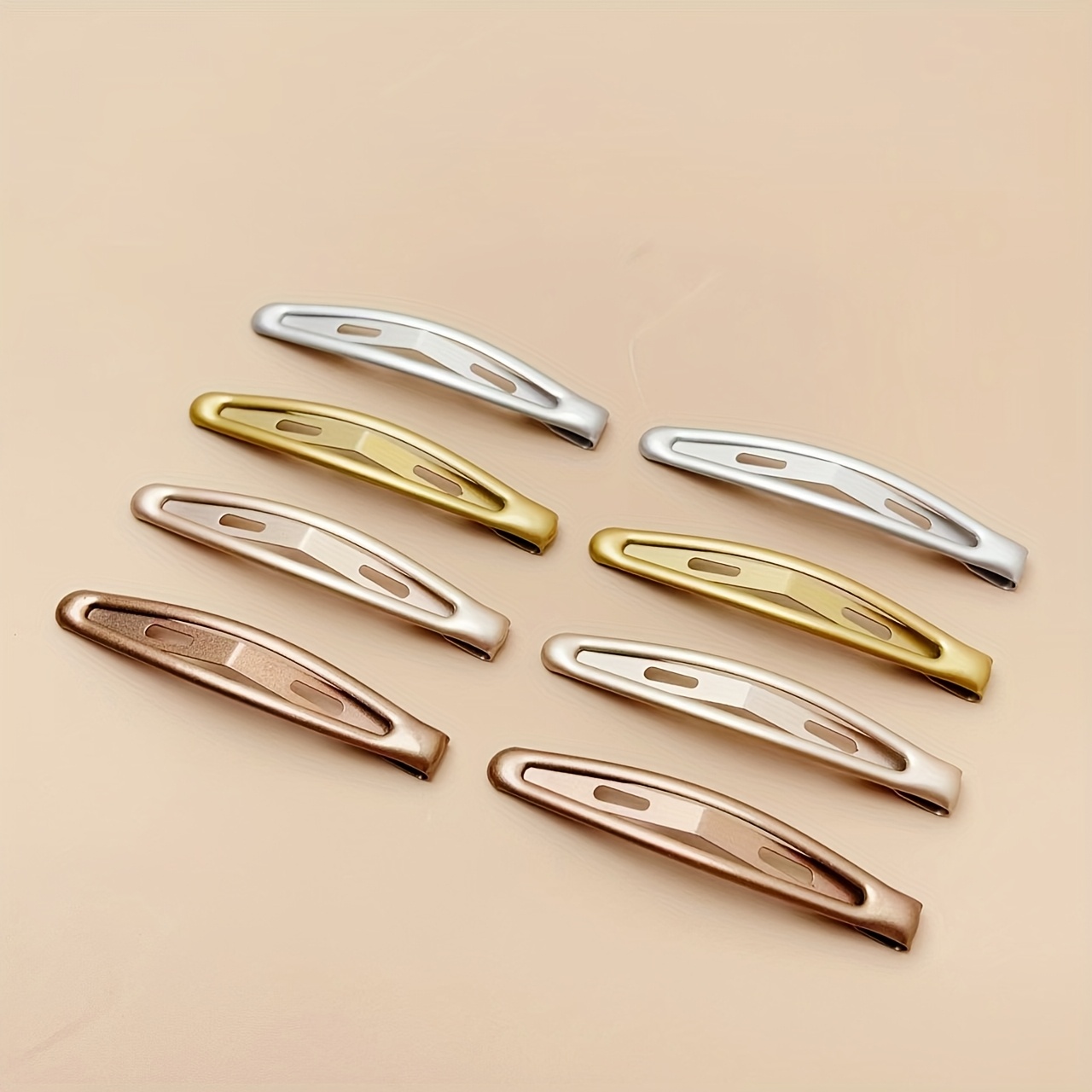 Image of 8pcs Vintage Matte Hair Clips (5.99cm Round Plastic) - Golden & Silvery, Elegant For Daily/salon/home, Secure Hold For Updos, Ponytails, Buns