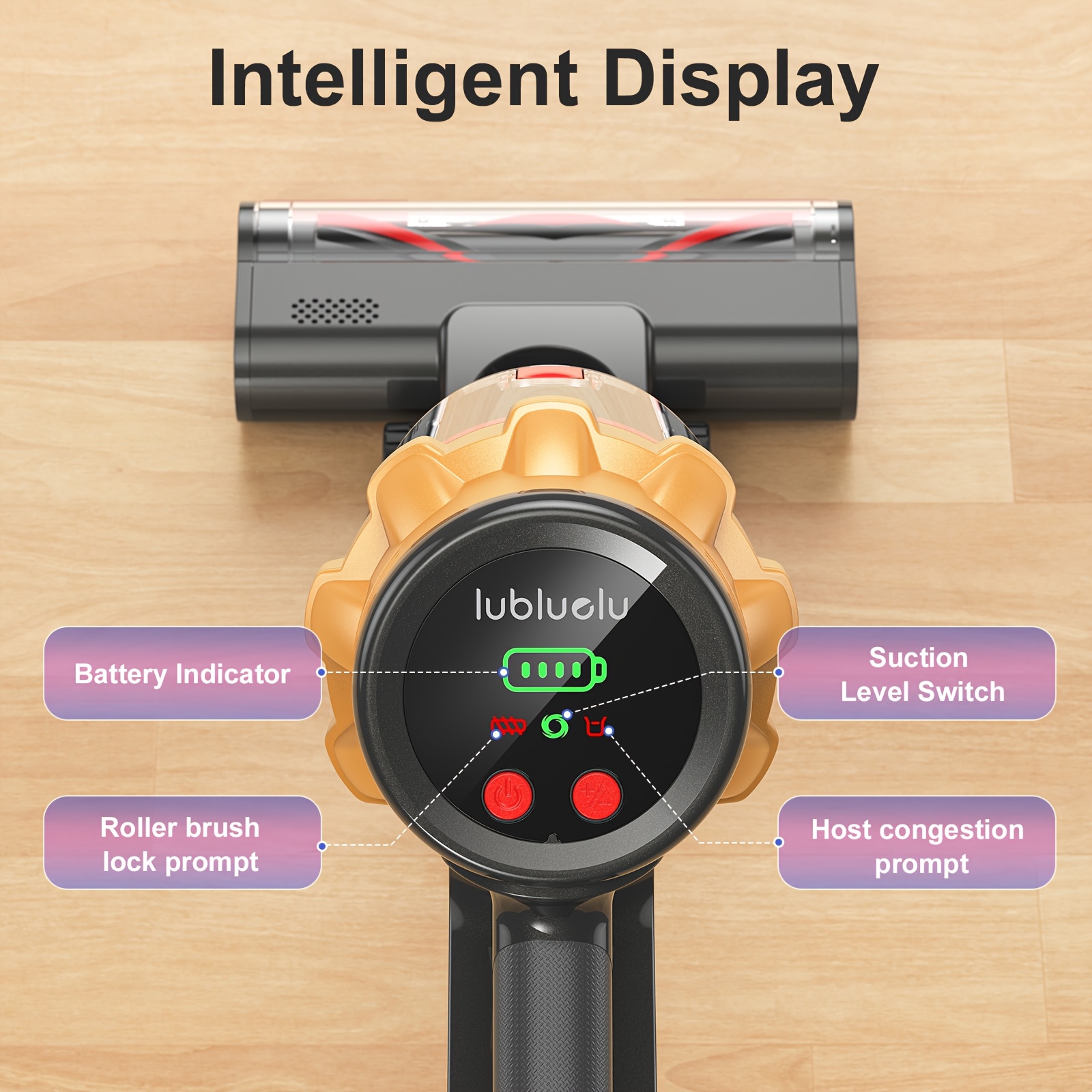 Lubluelu G11 Stick Vacuum Cleaner 45000Pa Super Suction, Upgraded V-Shaped Anti-Tangle Brush & 6-Stage Filtration System, 50 Min Runtime, Quiet 62dB, Pet Hair /Hard Vacuum with Global Voltage (100-240V) - Plug, Ideal