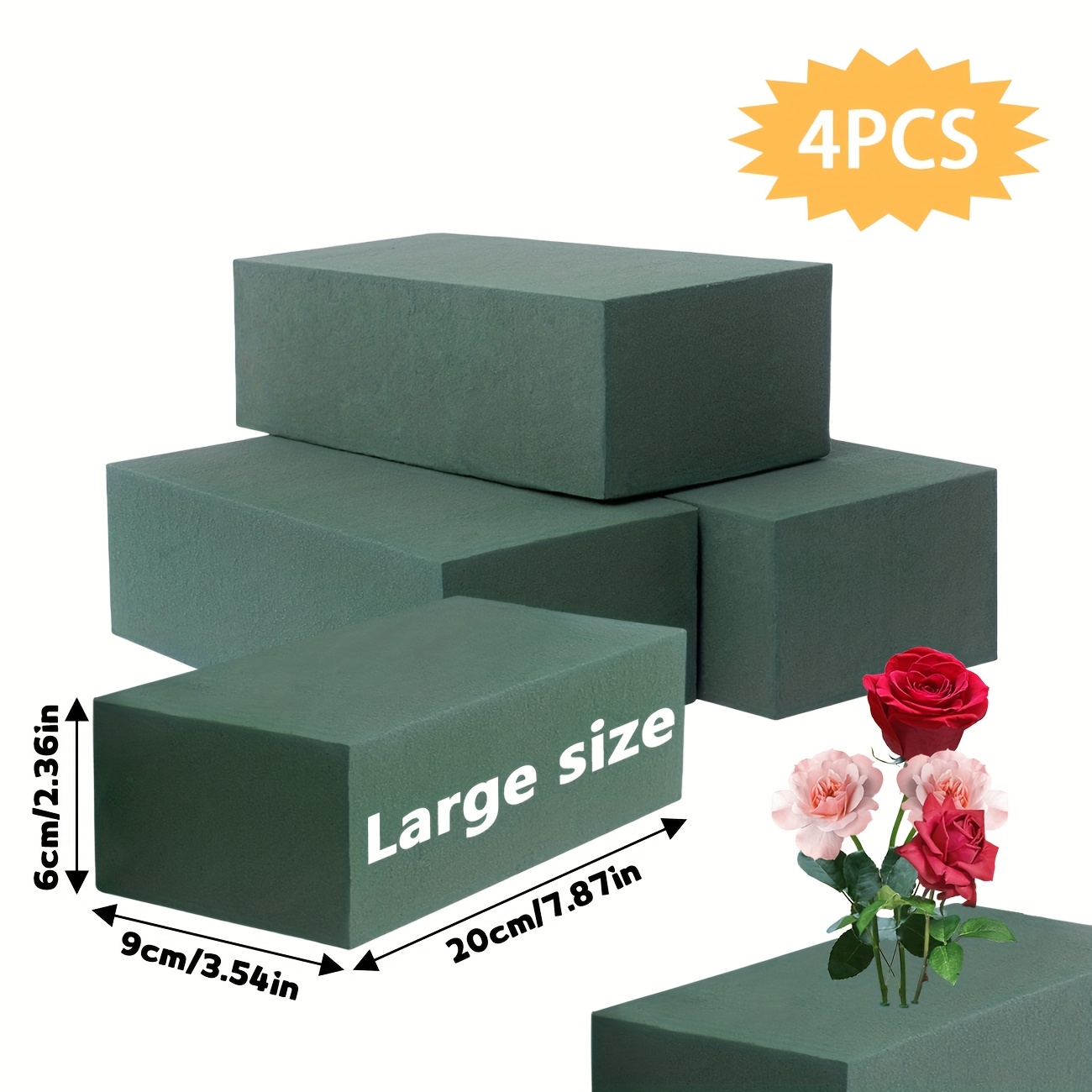4 pz blocchi di     verde - concentrato per fiori multiuso umidità,   e stabile, fornitura di materiale per fiori freschi, bouquet fai da te,   per fioristi, negozi di fiori, decorazioni nuziali e feste