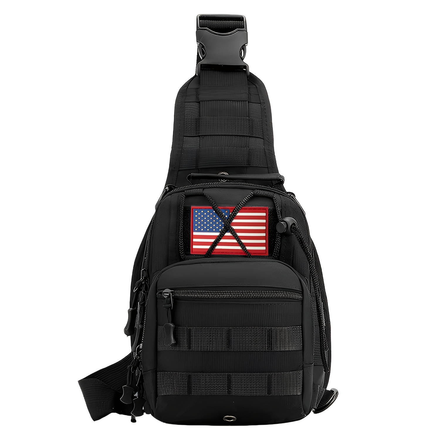 TEMU Tactical Shoulder Sling Bag Small Outdoor Chest Pack For Men Traveling, Trekking, Camping, For Sling Black