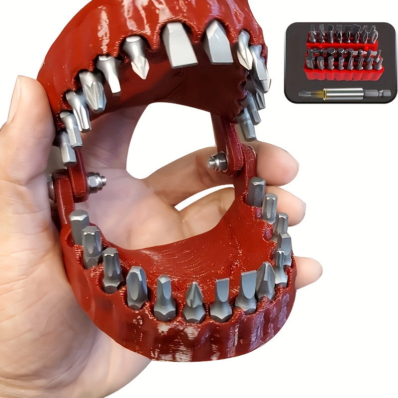 TEMU 1pc Drill Bit Holder With Base, Gifts, Drill Bit Holder, Desk Decoration, 28pcs Of 1/4 Inch Hex Drill Bits, 2-in-1 Screwdriver And Desk Gadget.