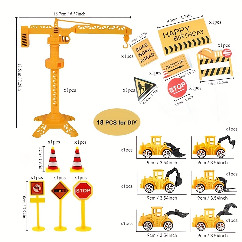 Décoration De Gateau, Chantier, Pelleteuse, Décoration De Gateau D'anniversaire, Métal Et