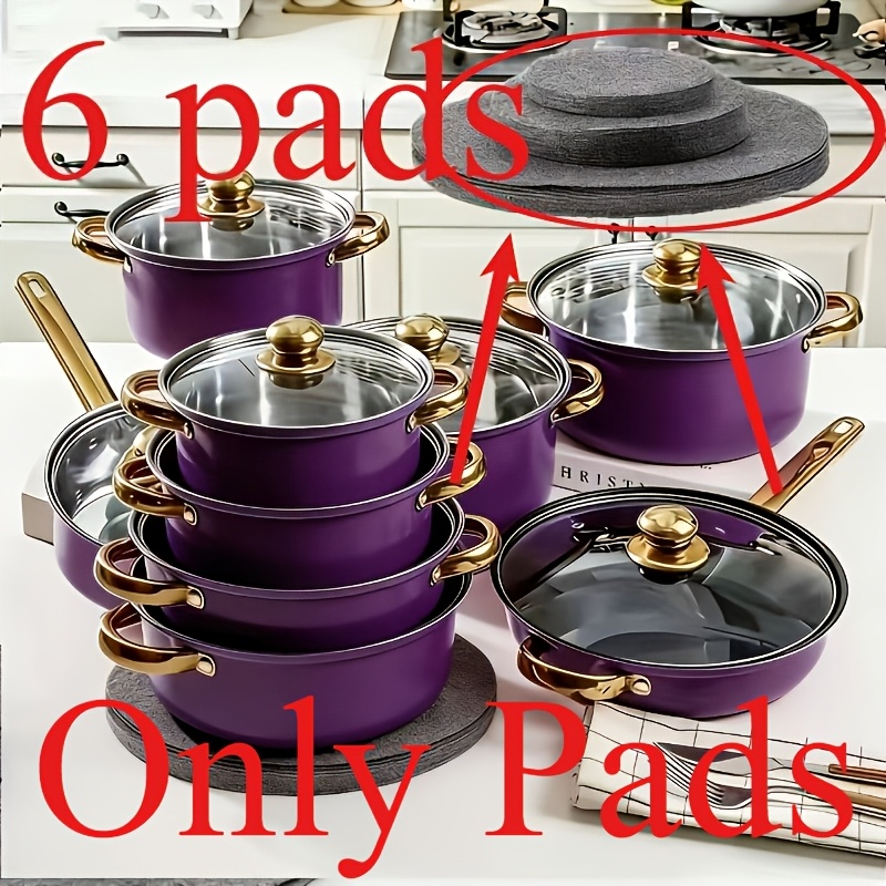 set da 6 pezzi di cuscinetti ispessiti, resistenti al calore e antigraffio, protezioni per pentole, antiscivolo e resistenti al calore,   protezione   di utensili da cucina e stoviglie, impilabili per riporre, adatti per pentole, bicchieri, piani di lavoro,   e forni