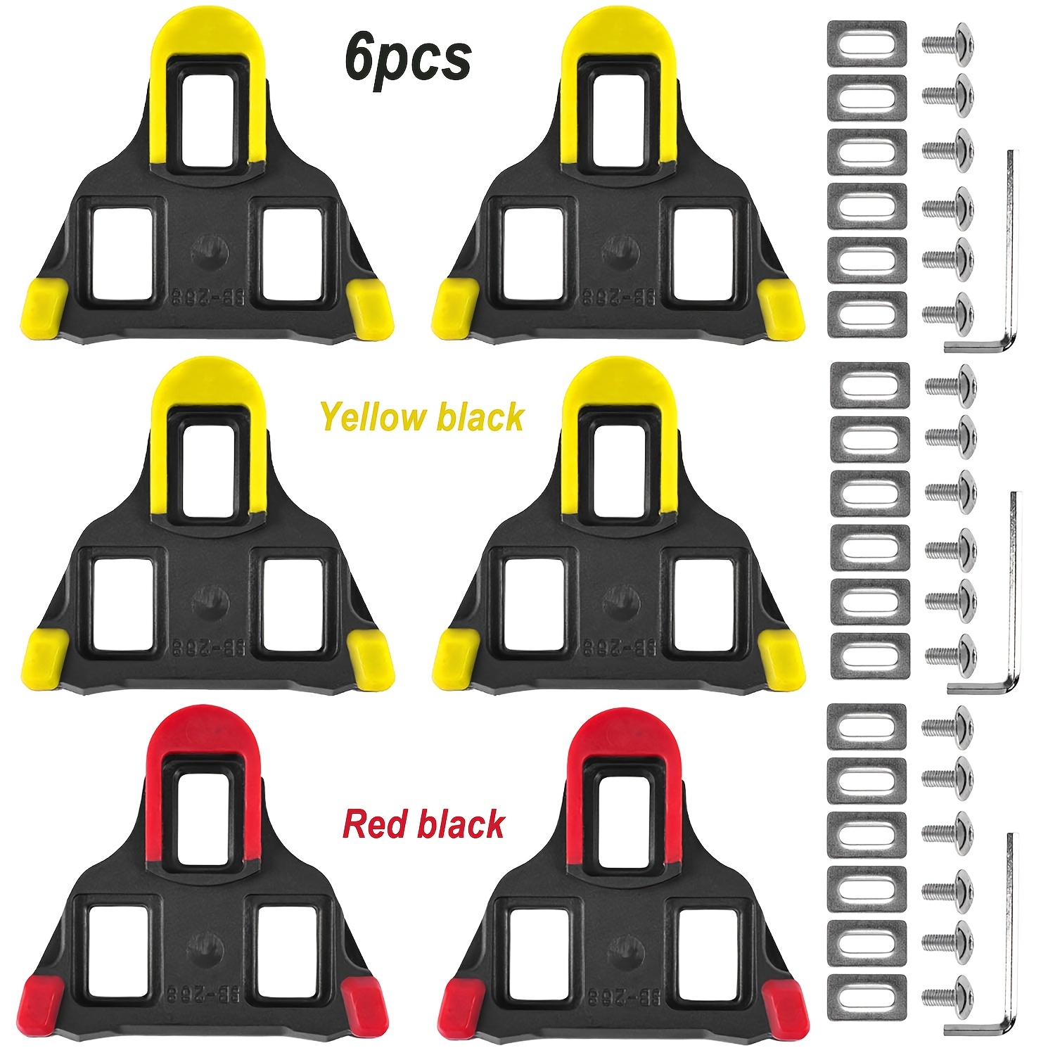 TEMU Juego de 6 plantillas de pedales para bicicleta de carretera, SPD SH1011/12, placas de pedales de bloqueo para ciclismo con púas antideslizantes