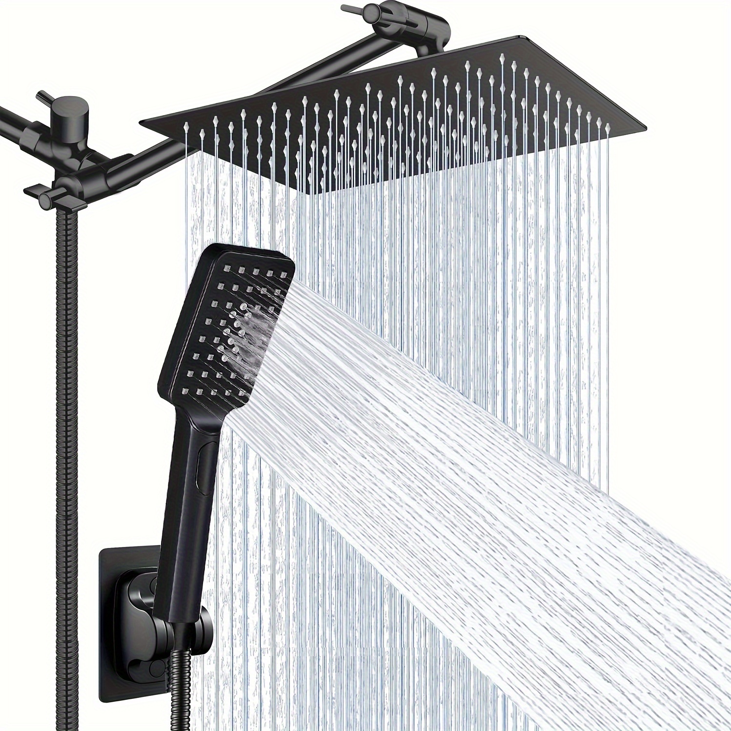 

Shower Head Combo, 10 Inch High Pressure Rain Shower Head With 9 Inch Adjustable Extension Arm And 3 Settings Handheld, Powerful Shower Spray Against Low Pressure Water With Long 78 Inch Hose