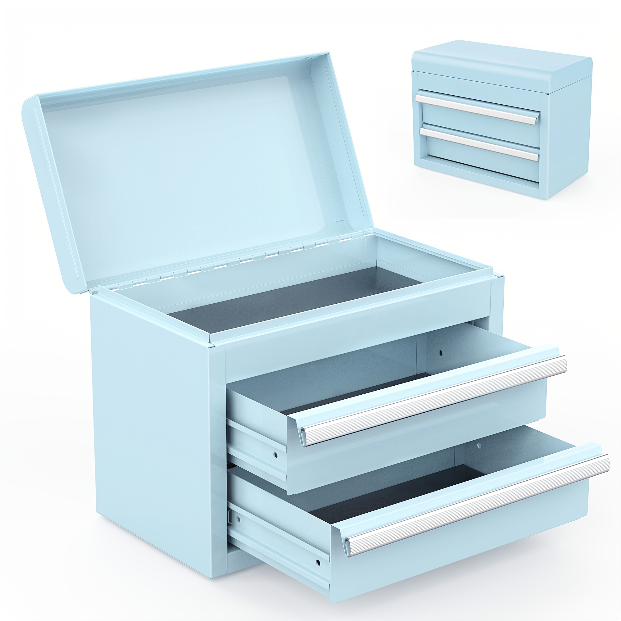 TEMU 2026 Mini Metal Toolbox With 2 Drawers And Top Storage Space, Garage Storage Cabinet, Hardware Tool Organizer, Small Tool Cabinet, Colorful
