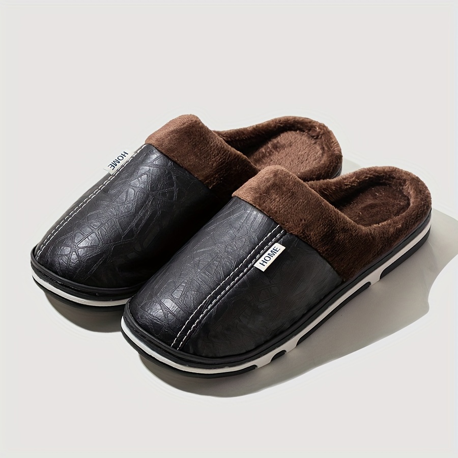 Pu Slippers For Men's Household High Quality Thick Sole Insulation For Indoor Couples In Winter, Slippers For Women In Autumn And Winter