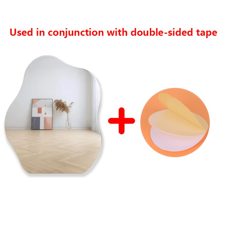 TEMU Specchio decorativo per trucco irregolare in materiale acrilico, con nastro biadesivo, utilizzabile come , specchio da tavolo in acrilico senza