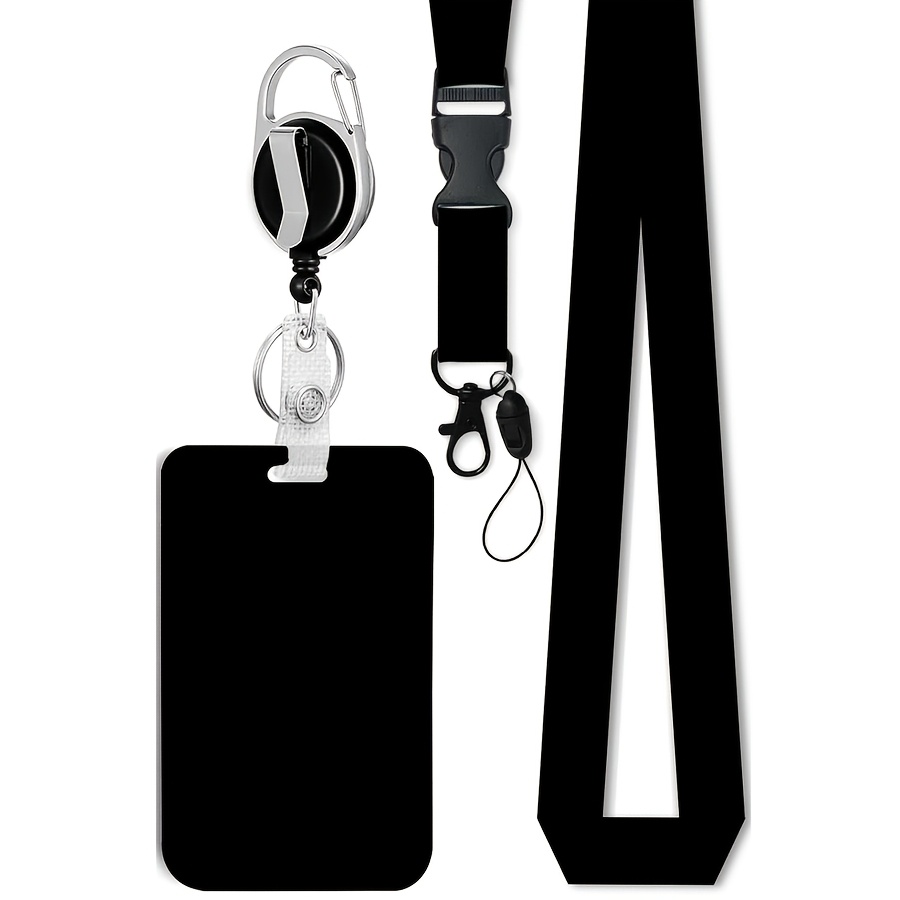 E-shop 1er-Pack Schwarzer Ausweishalter mit Lanyard, Lanyards für Ausweise mit Rückholfunktion, Robuste Lanyard mit Ausweishalter