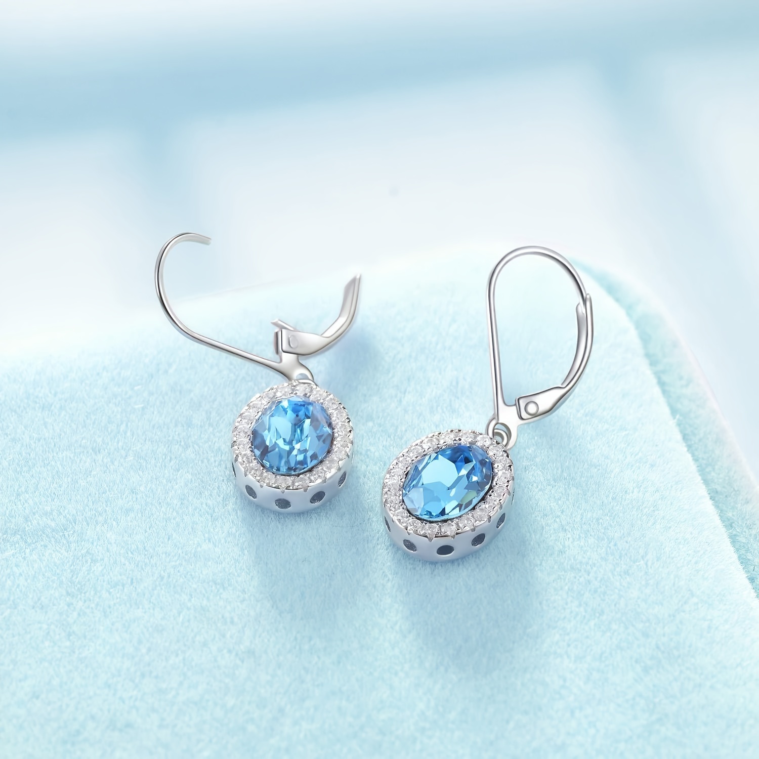 oval   earrings leverback dangle drop earrings s925 silver 5g inlaid artificial crystal christmas gifts for women Product details 3