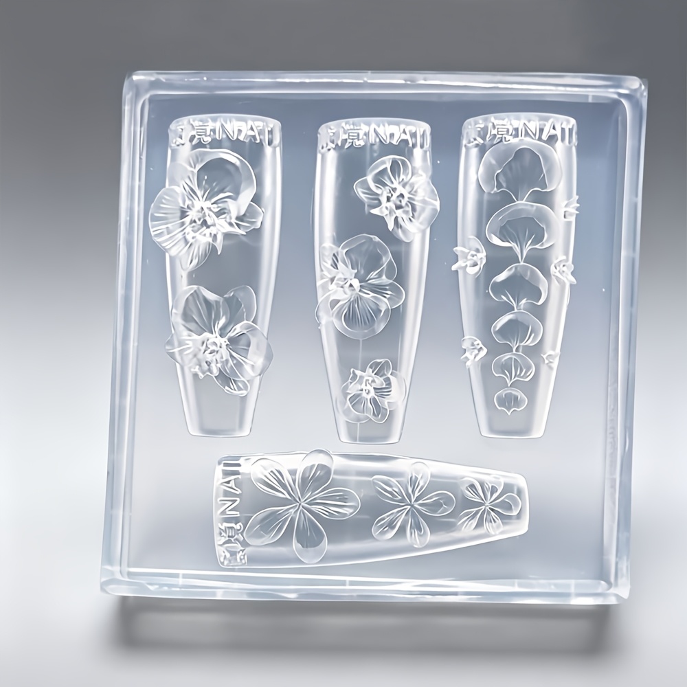 TEMU Moule 3D en résine et pour pétales de Phalaenopsis et de Plumeria, pochoir de pour et de nail art, moule liquide en résine pour décoration de