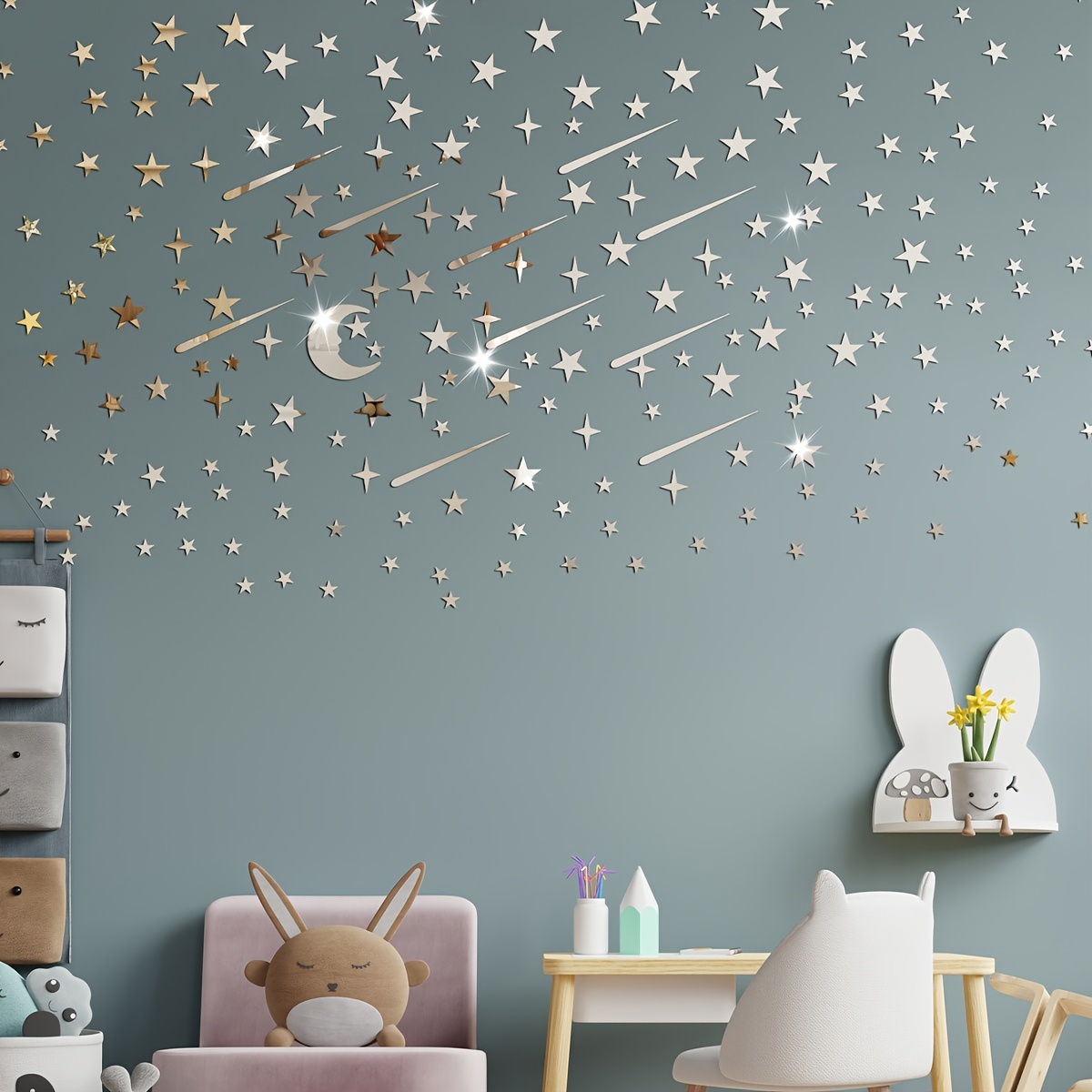 77pcs Shooting Star Acrylic Mirror Wall Stickers