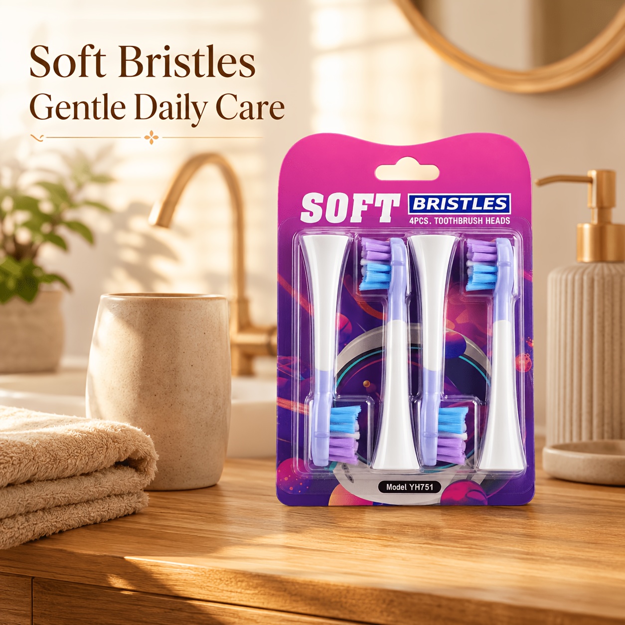 4-Pack Soft Bristle Electric Toothbrush Replacement Heads