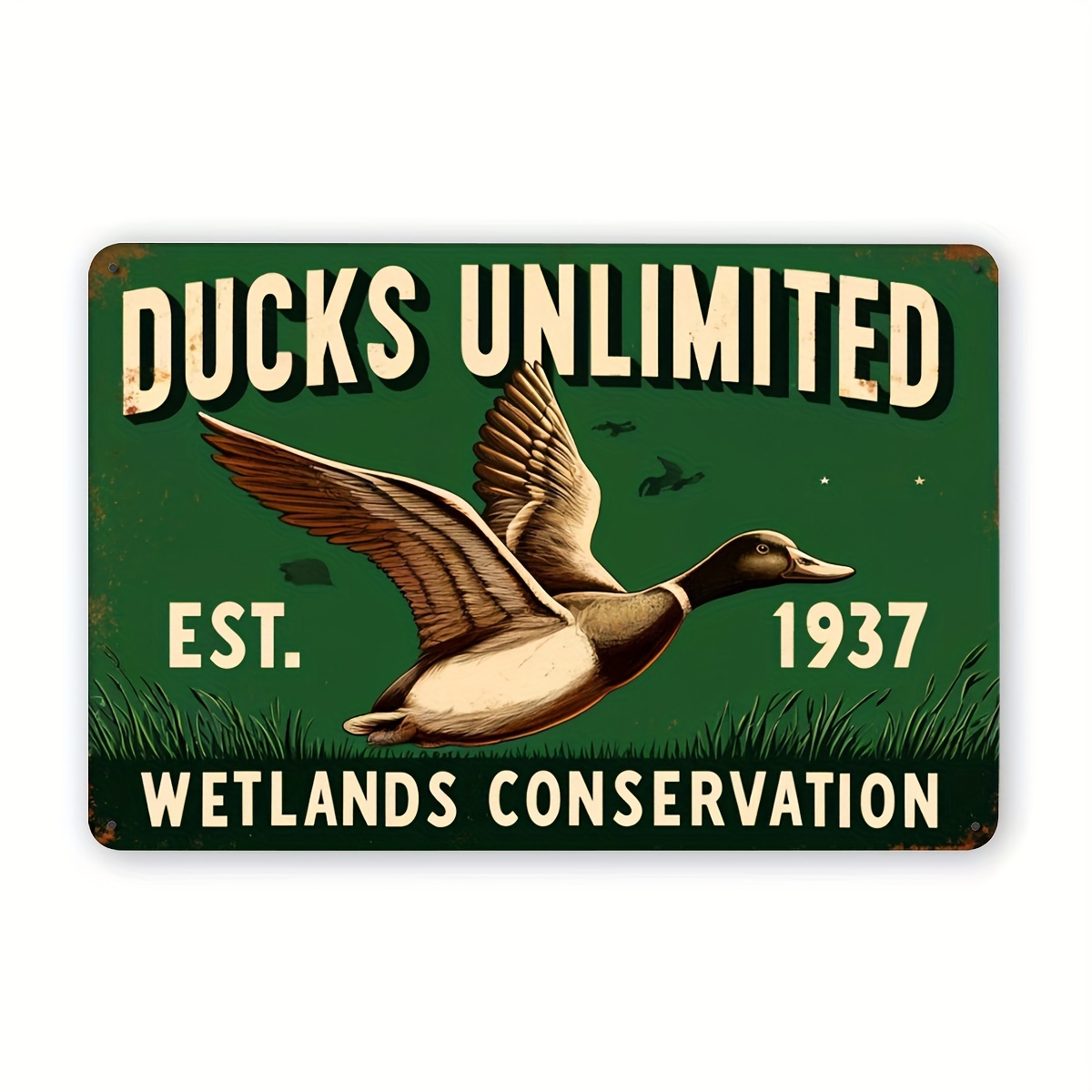 

Ducks Unlimited Wetlands Conservation Aluminum Metal Sign, Vintage Decorative Hanging Plaque For Outdoor, Farm, And Duck Coop Decor - 8"x12" (1 Piece)