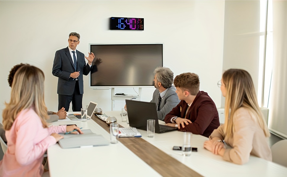 grote 16 wandklok met draadloze afstandsbediening levendige 8-kleurenweergave temperatuur datum auto dst instelbare helderheid binnen buiten gebruik ideaal voor thuis kantoor klaslokaal klok voor woonkamer details 5