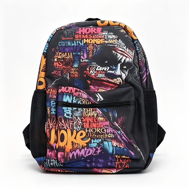 TEMU 1pc a tema Joker autorizzato da WB | capacit� di stoccaggio | Design con stampa del logo | Cinghie regolabili antistress e cuciture rinforzate |