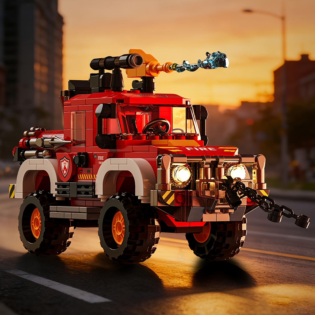 500pcs+ Fire Off-Road Car Building Blocks Model