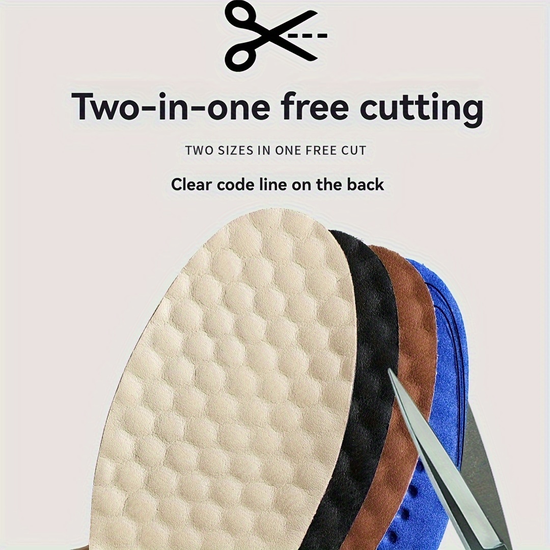 Cowhide Leather Shoe Insoles for Men, Breathable Shock Absorption Comfort Inserts, Two-layer Dual Size Trim-to-Fit Insoles, PU Leather, 1 Pair