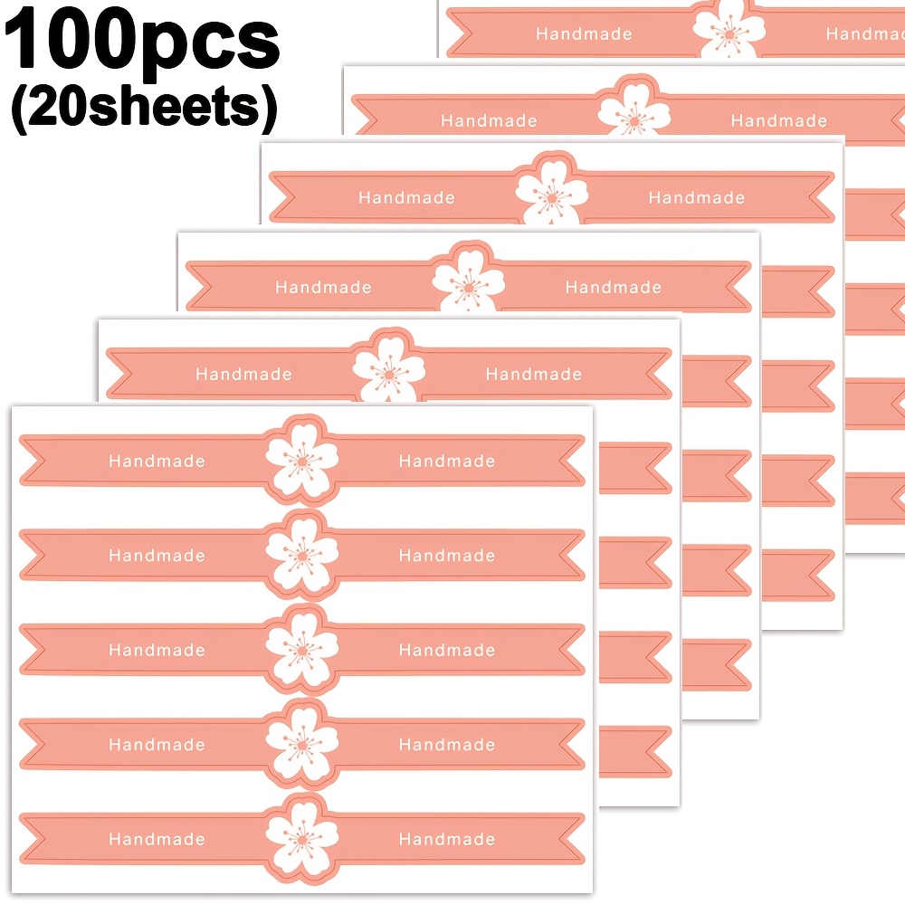 TEMU 100 autocollants roses inviolables (20 feuilles), autocollants pour boîte-cadeau de pâtisserie pour arts et artisanat de pâtisserie faits main,