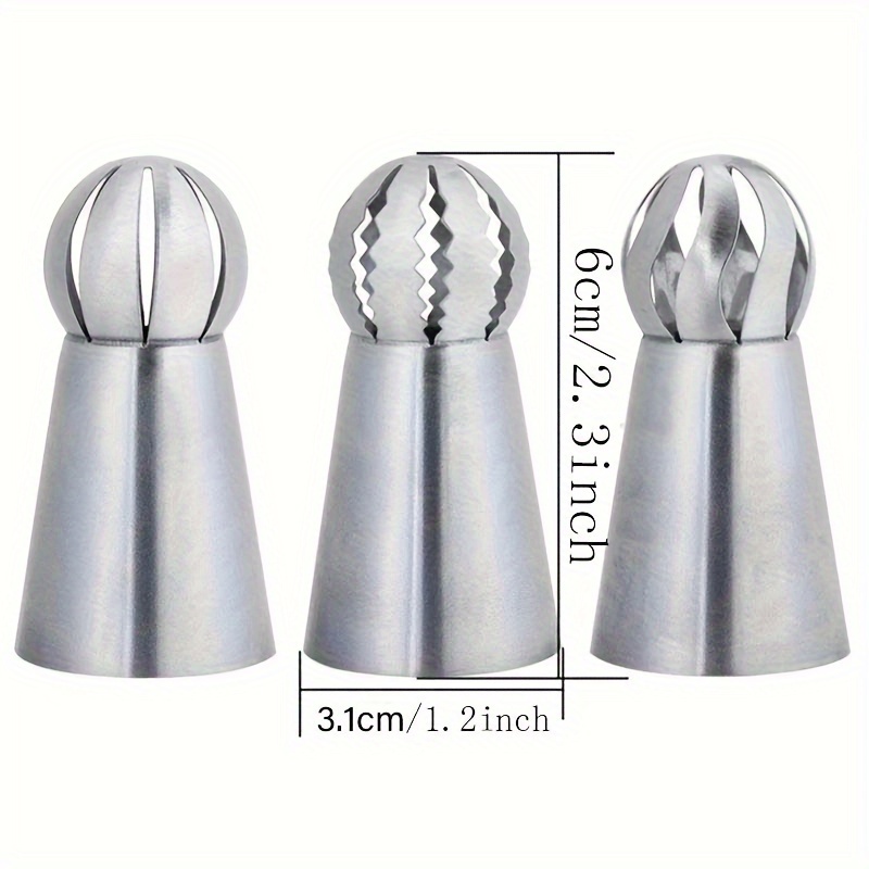 3pcs Stainless Steel Piping Tips Set for Cake Decoration