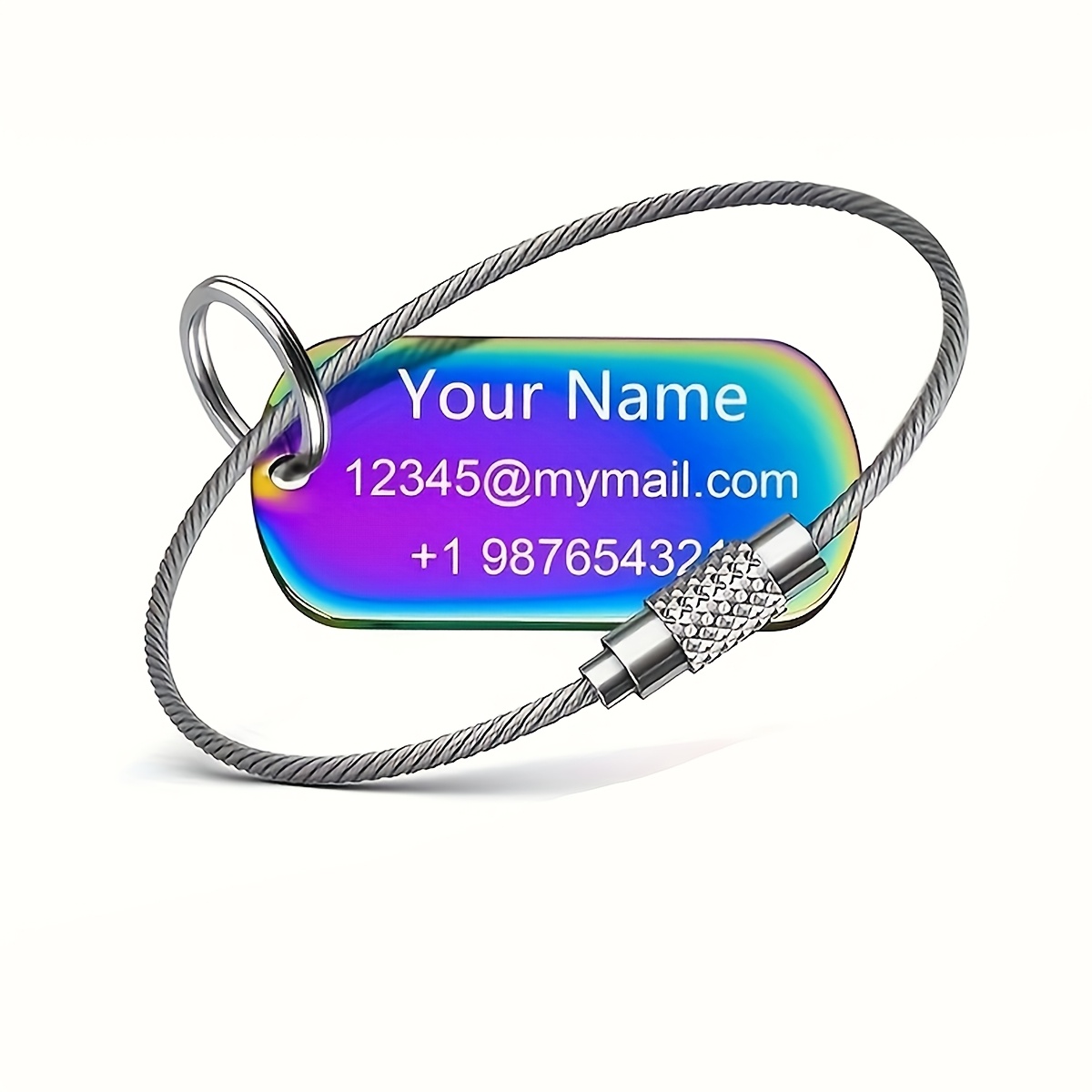 TEMU 1pc Personalized Stainless Steel Metal Luggage Tag, Sturdy And Durable With Wear-resistant . Supports Customization Of Names And Text. Suitable