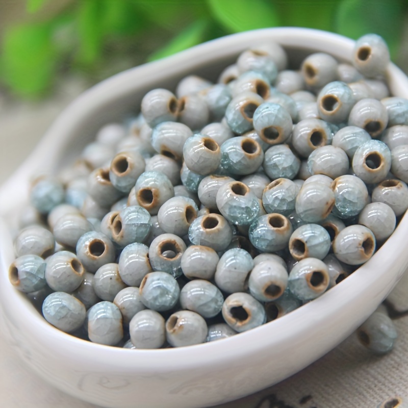 25pcs Ceramic Retro Clay Ice Crack 6mm Beads Blue With Beaded Bracelet Jewelry Beading Material