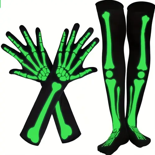 of halloween socks gloves will glow fluorescent ghost costumes props dance parties ghost skeletons couple stockings