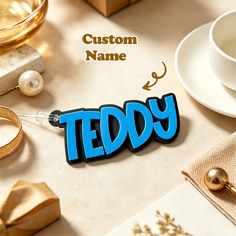 TEMU [3d Customs] Personalized Name Keychains With Custom Letters, Double-layer Luggage Tags, Great Backpack Charms & Travel Luggage Accessories.